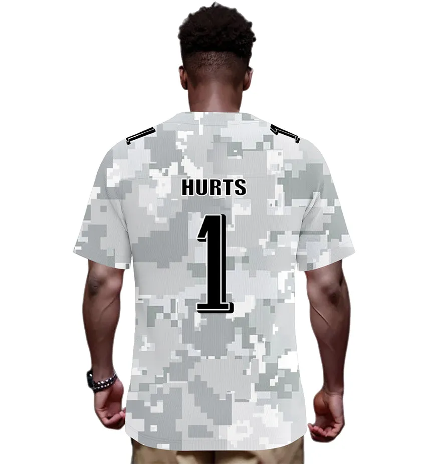 #1 Hurts Philadelphia Eagles Jersey Salute to Star Players Camouflage Jersey American Football New Fashion Jersey