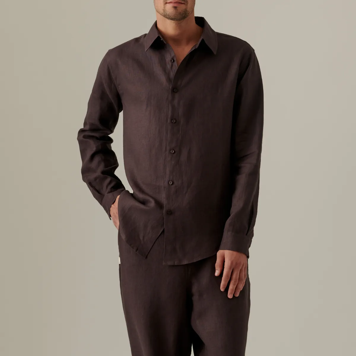 100% Linen Shirt in Kohl - Mens