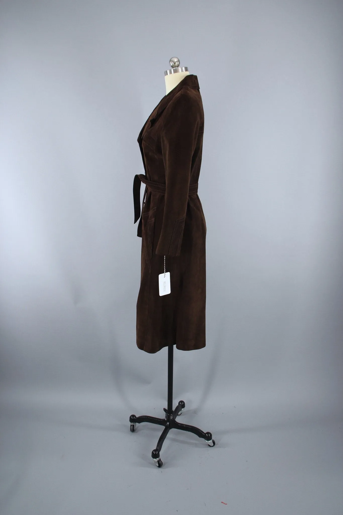 1970s Vintage Brown Suede Trench Coat