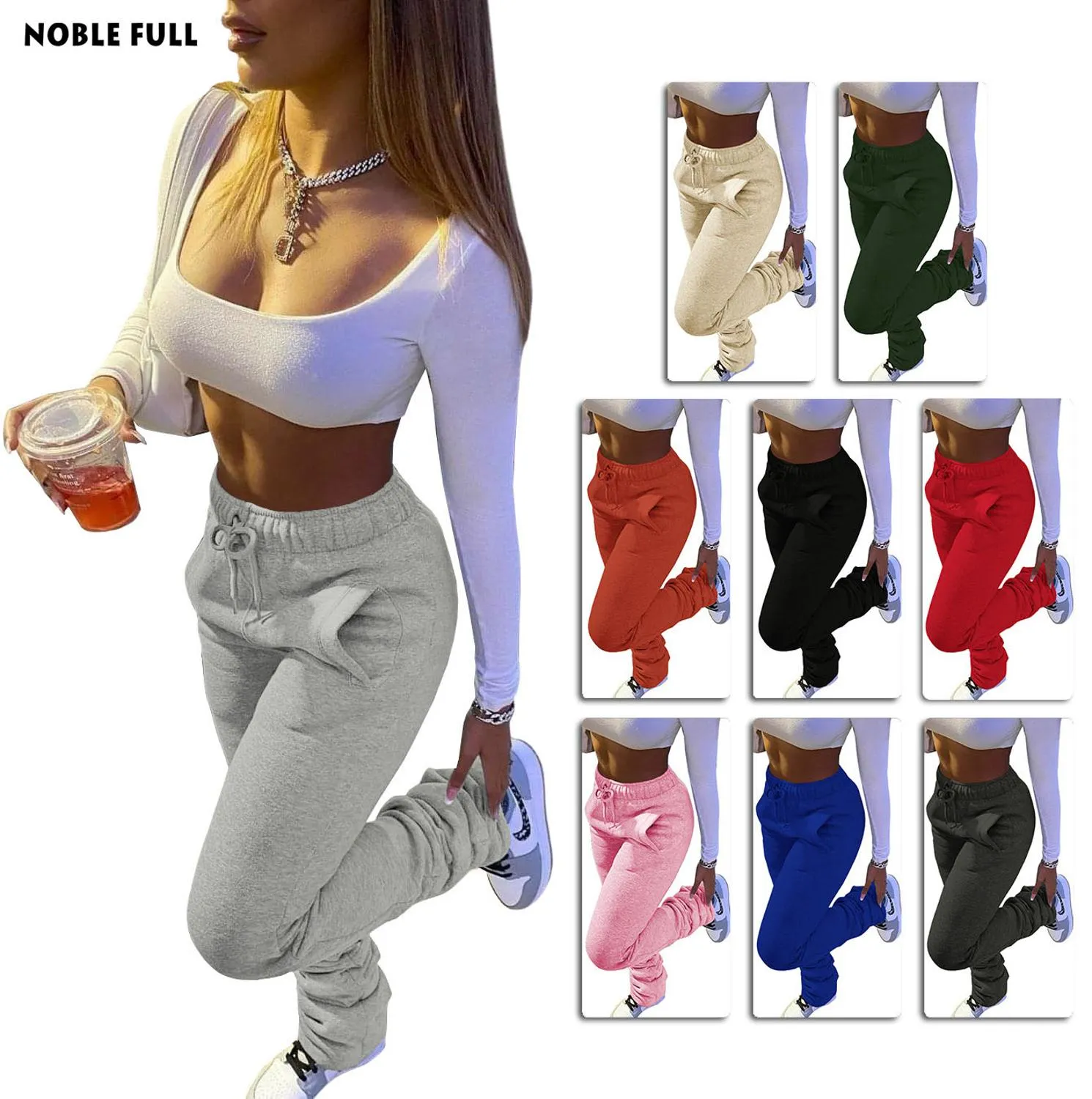 2021 Women's Streetwear Women Wide Leg Flare High Waist Leggings Sizes S -2XL