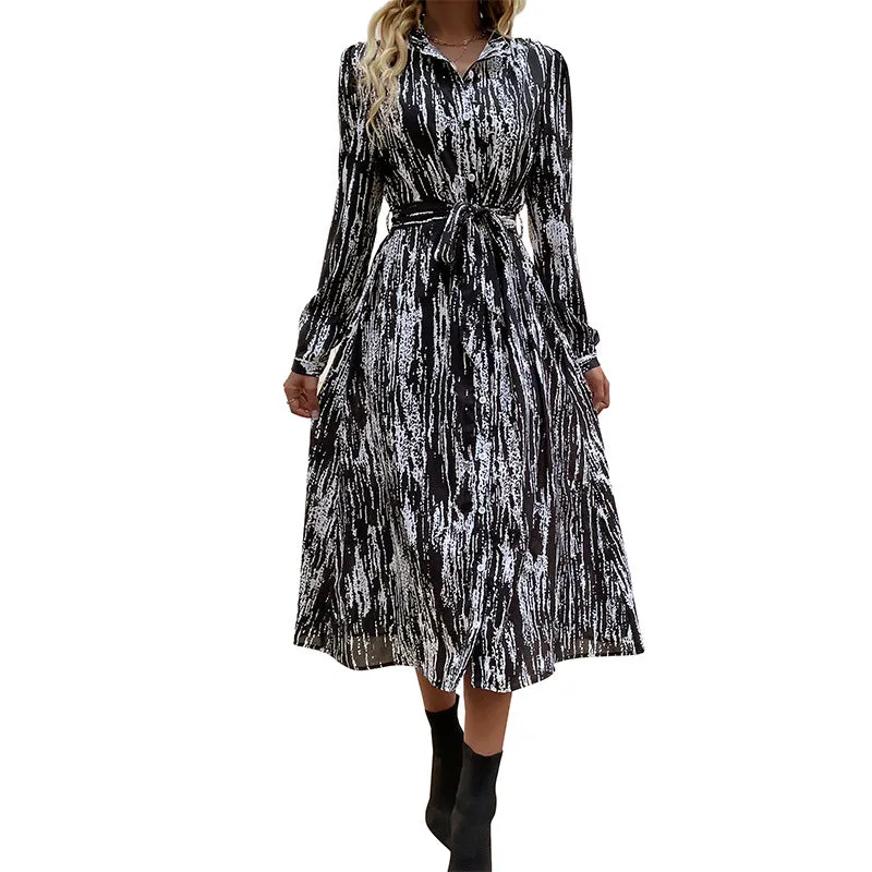 2023 Autumn/Winter New Long-Sleeve Tie-Dye Maxi Dress