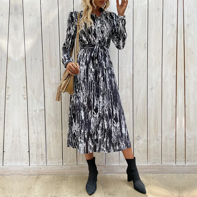 2023 Autumn/Winter New Long-Sleeve Tie-Dye Maxi Dress