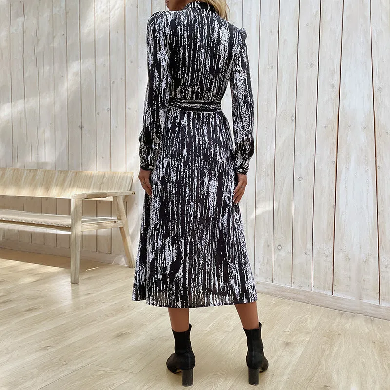 2023 Autumn/Winter New Long-Sleeve Tie-Dye Maxi Dress