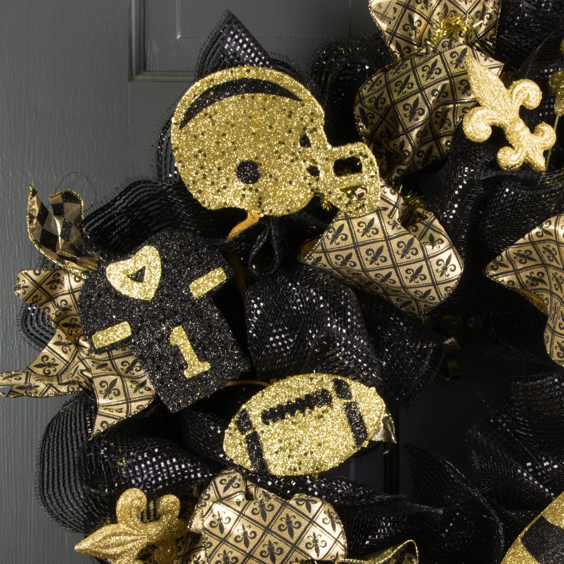 24" Glitter Helmet, Jersey, Football Pick: Black & Gold