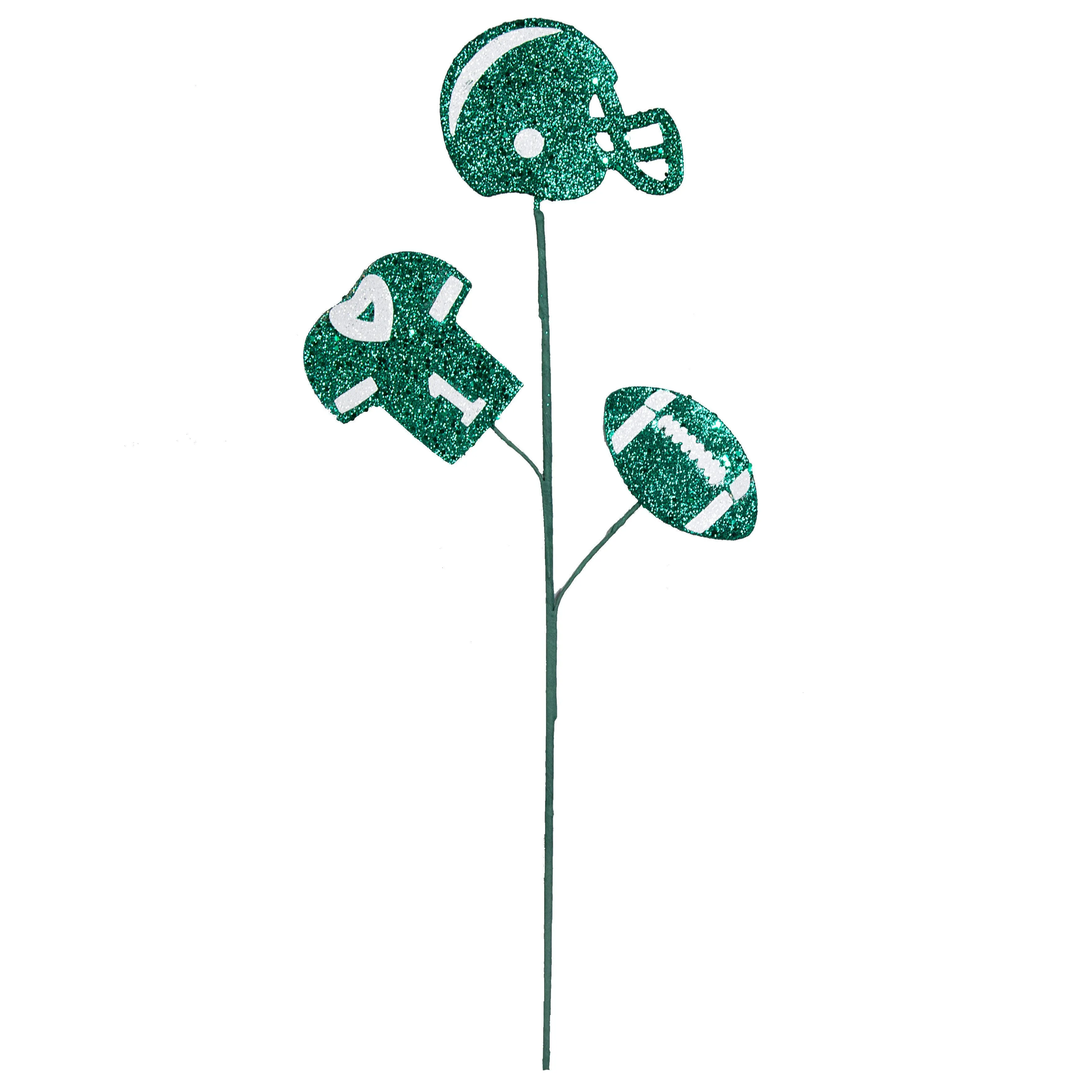 24" Glitter Helmet, Jersey, Football Pick: Green & White