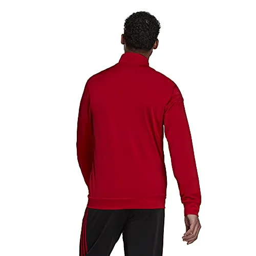 adidas Men's Essentials Warm-Up 3-Stripes Track Top, Scarlet/Black, XX-Large