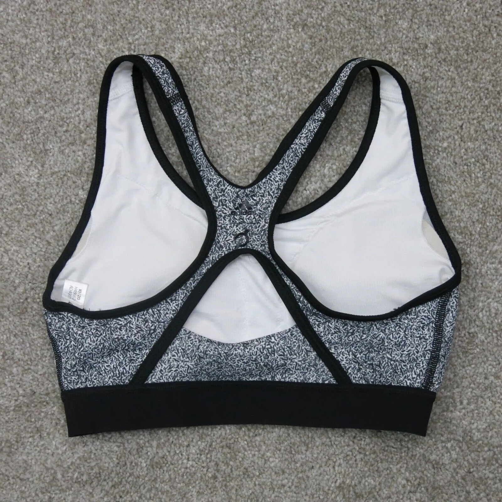 Adidas Womens Athletic Sports Bra Peloton Sleeveless Cross Back Gray Size 10/20