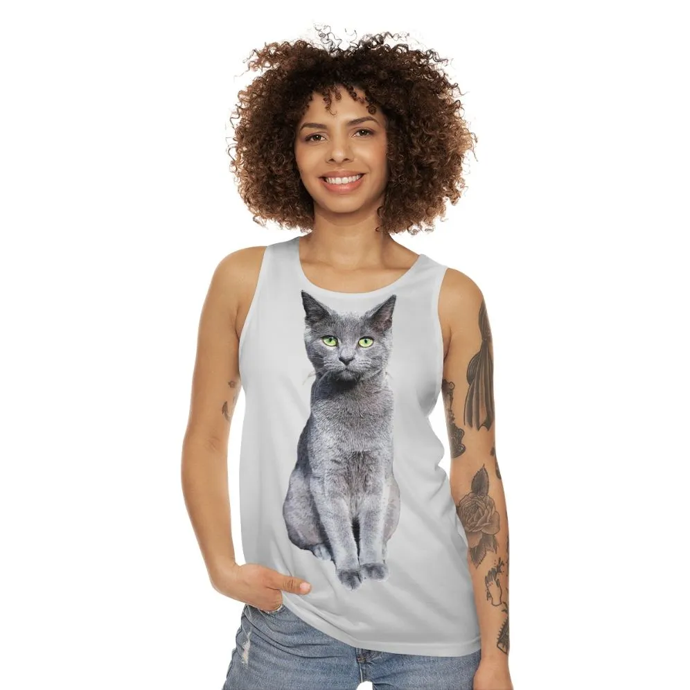 Adorable Russian Blue Cat Kitten Unisex Tank Top