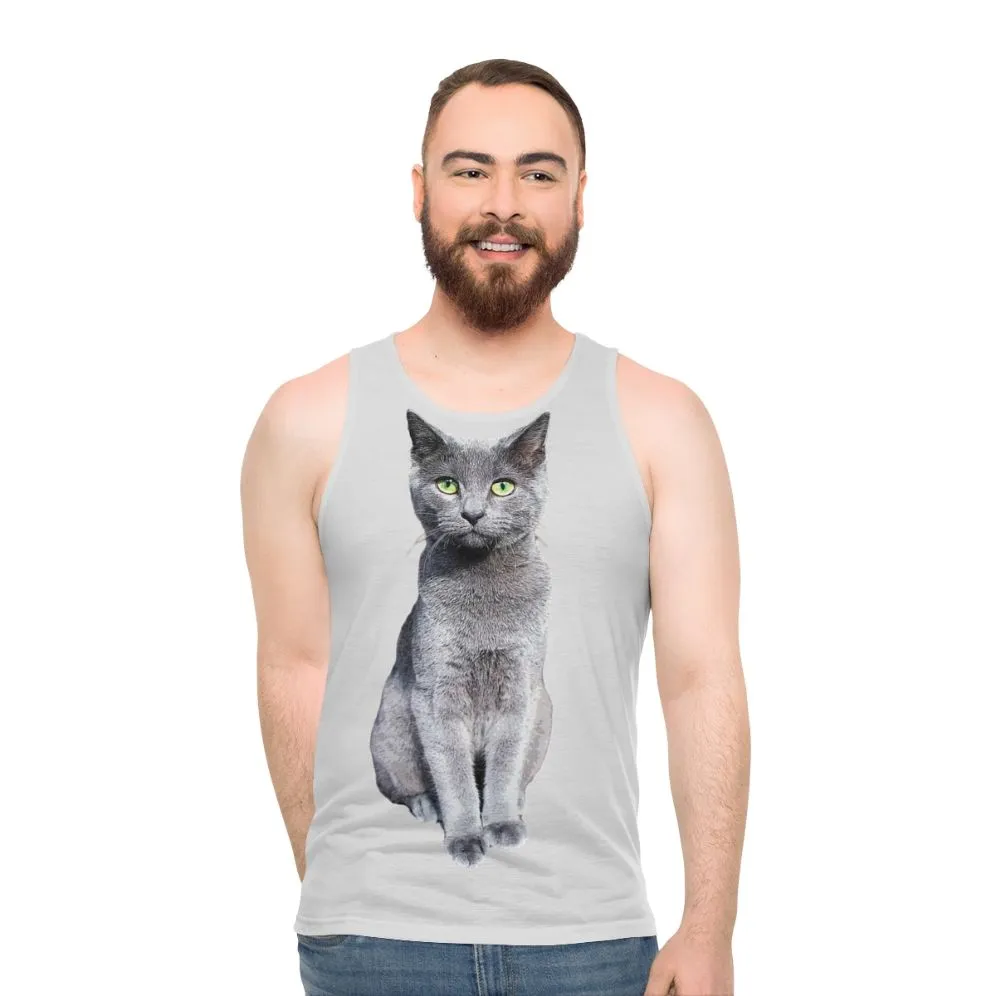 Adorable Russian Blue Cat Kitten Unisex Tank Top