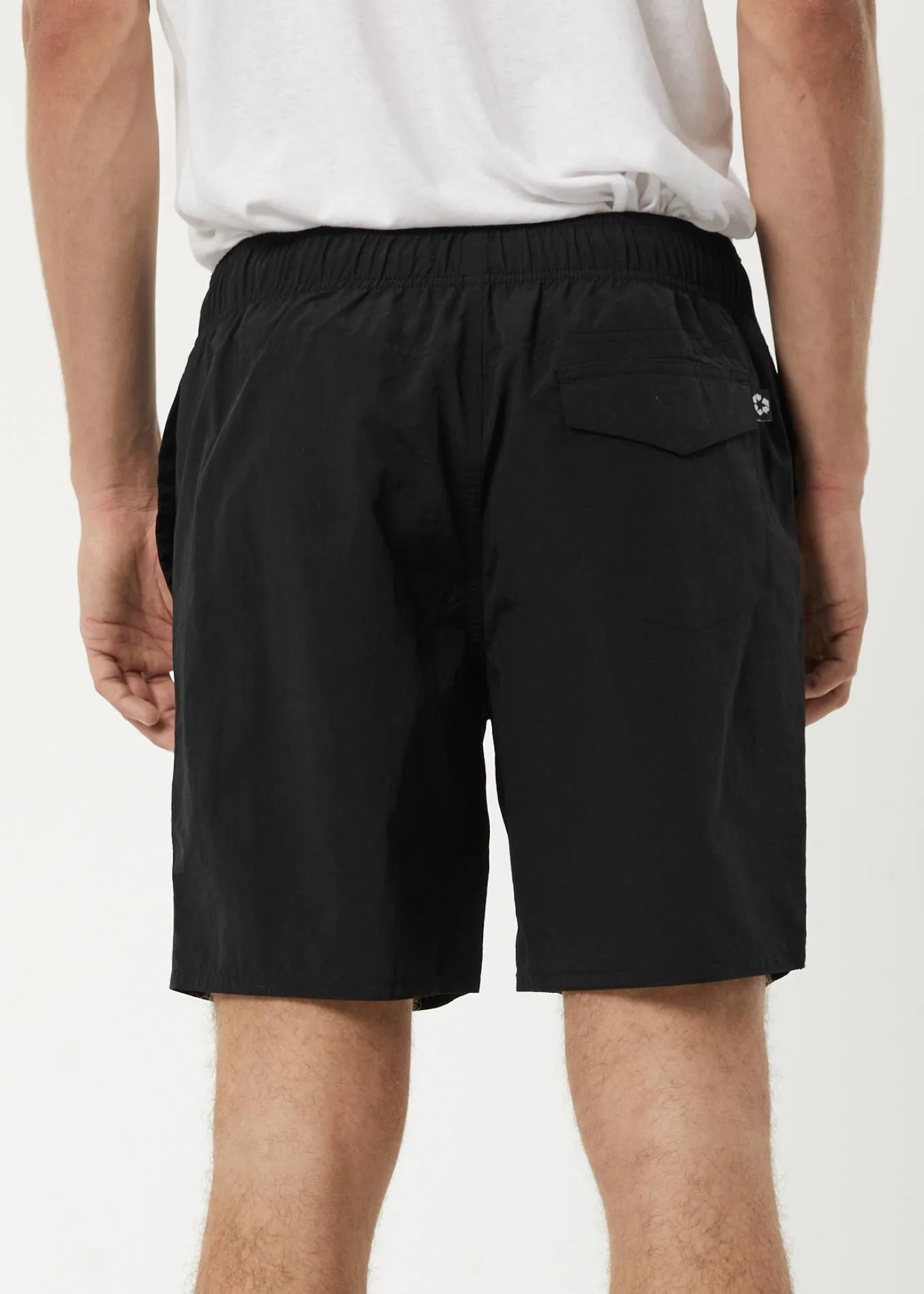 AFENDS Mens Baywatch Misprint - Elastic Waist Shorts - Black