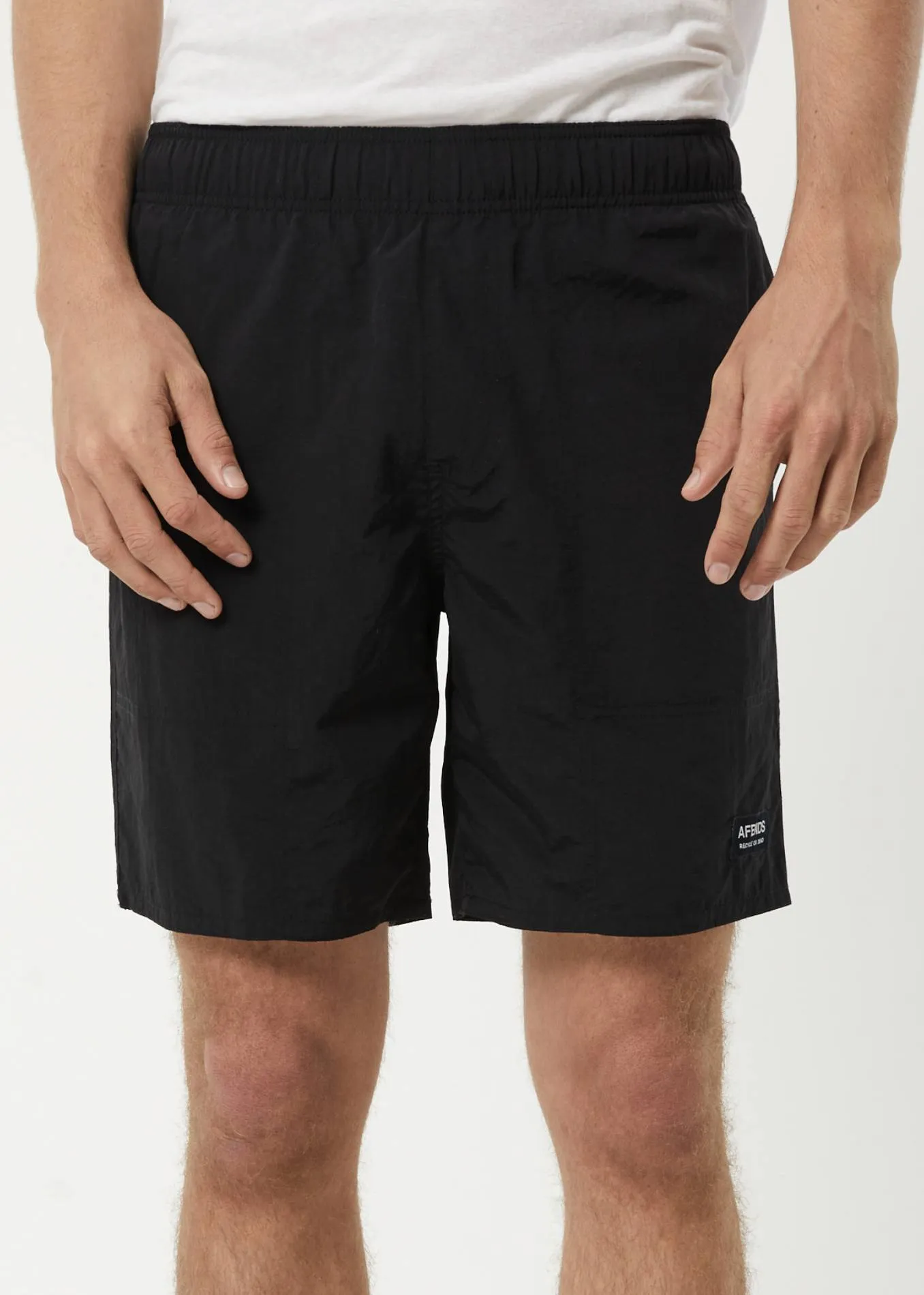 AFENDS Mens Baywatch Misprint - Elastic Waist Shorts - Black