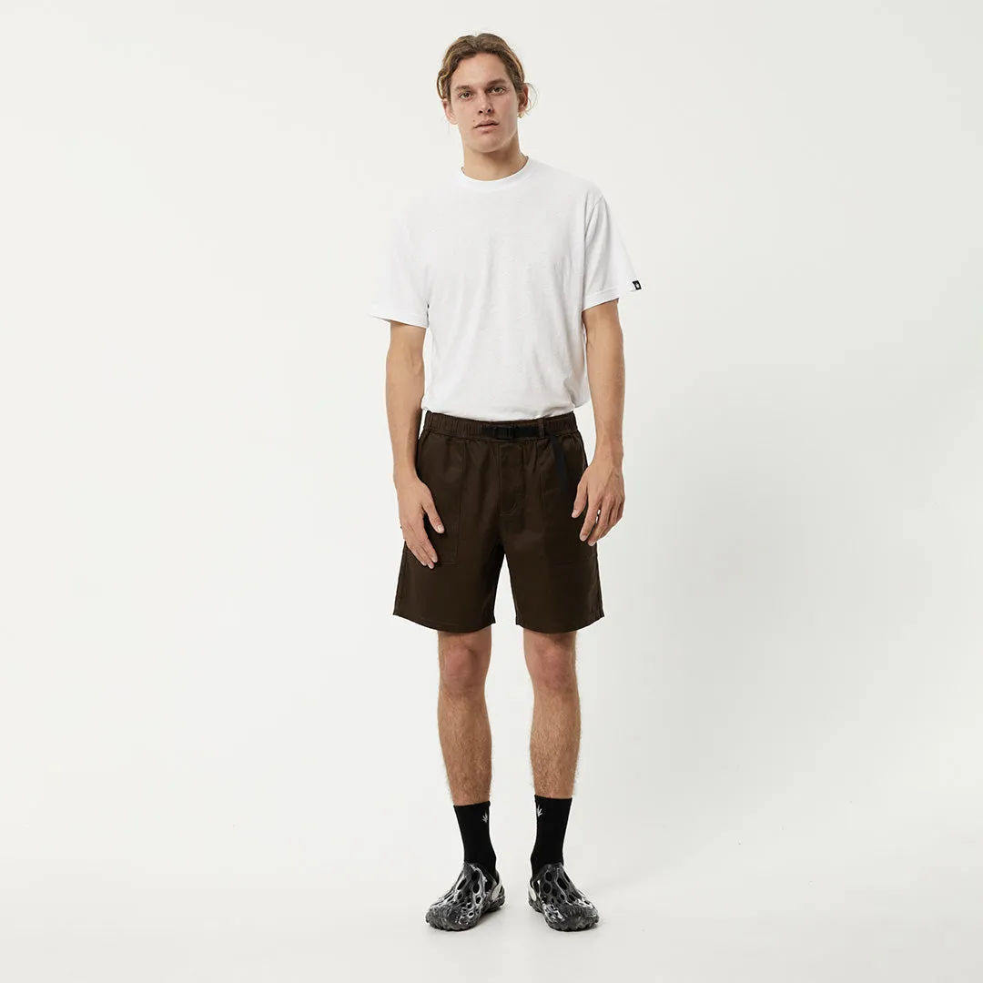 AFENDS Mens Cabal - Elastic Waist Shorts - Coffee