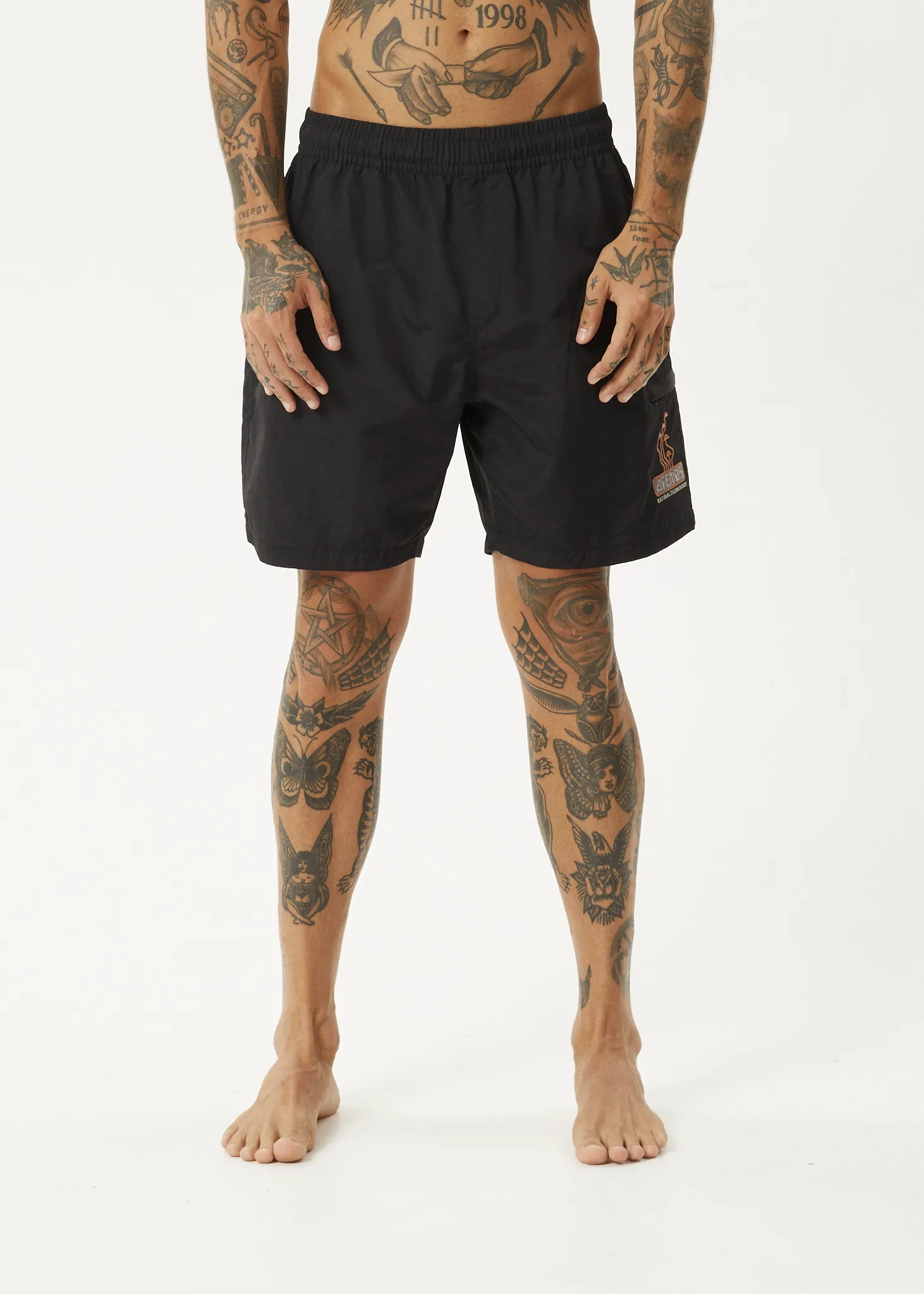 AFENDS Mens Fruiting - Baywatch Swim Short 18 Inch - Black