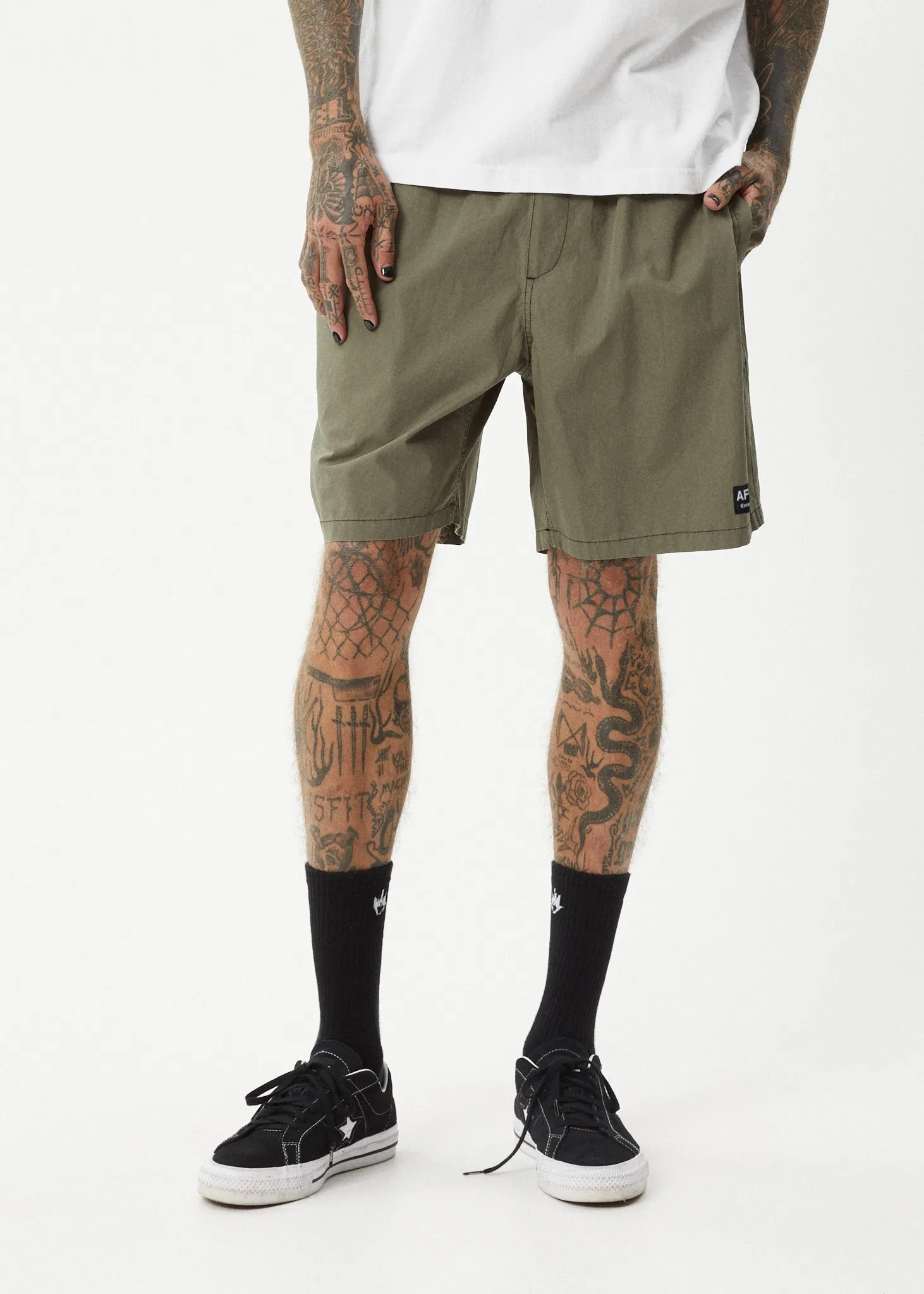 AFENDS Mens The Dopamine - Swim Short 18" - Olive