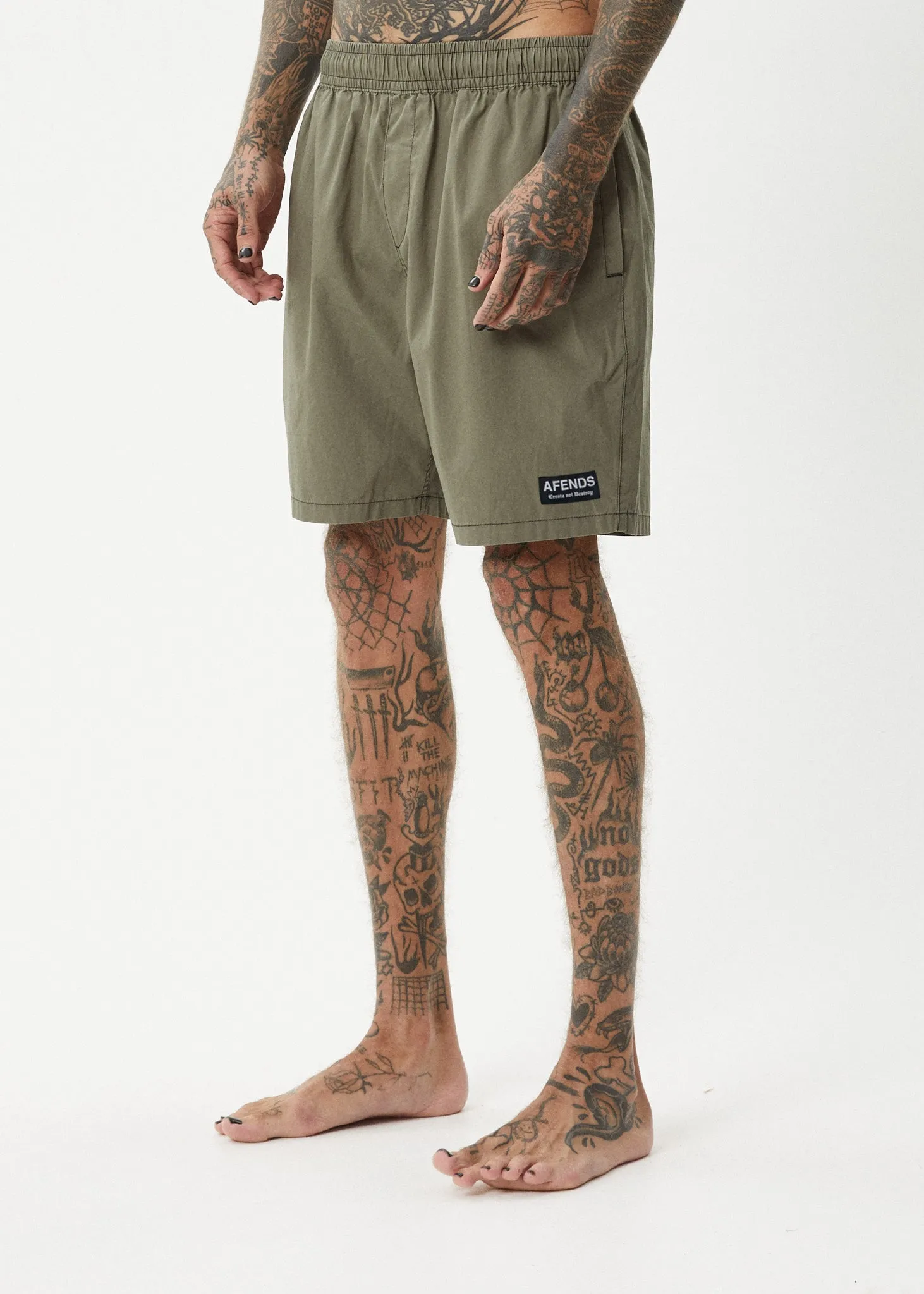 AFENDS Mens The Dopamine - Swim Short 18" - Olive