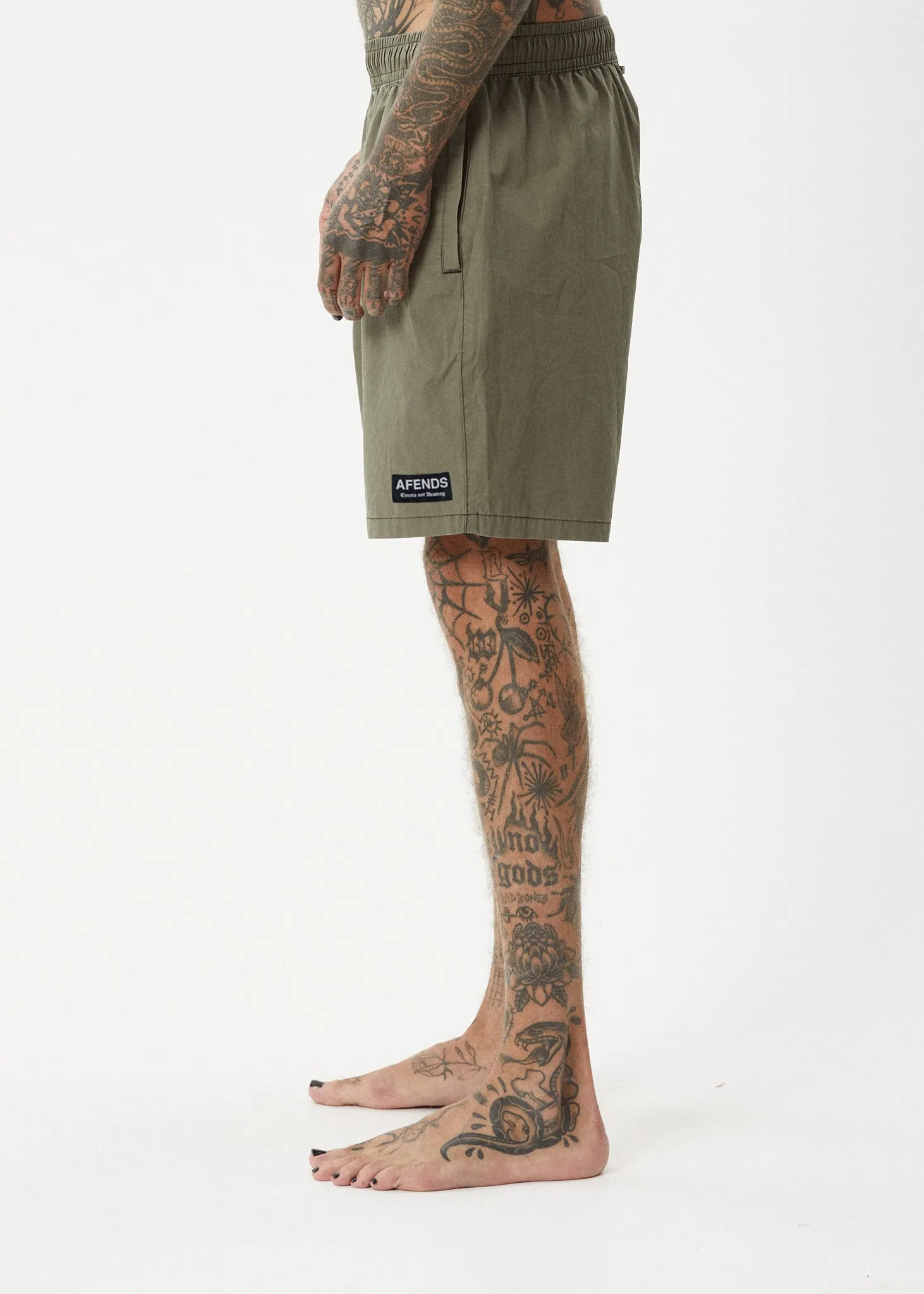 AFENDS Mens The Dopamine - Swim Short 18" - Olive