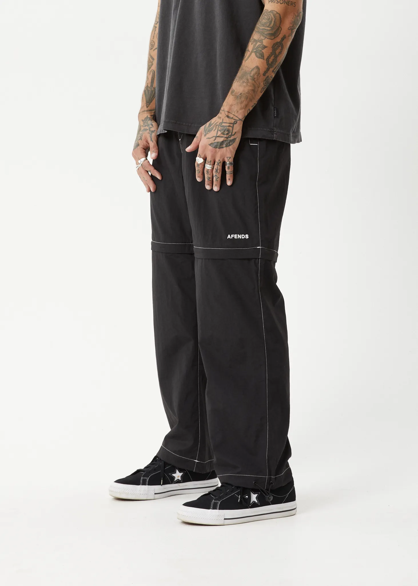 AFENDS Mens Valley - Zip Off Spray Pants - BLACK