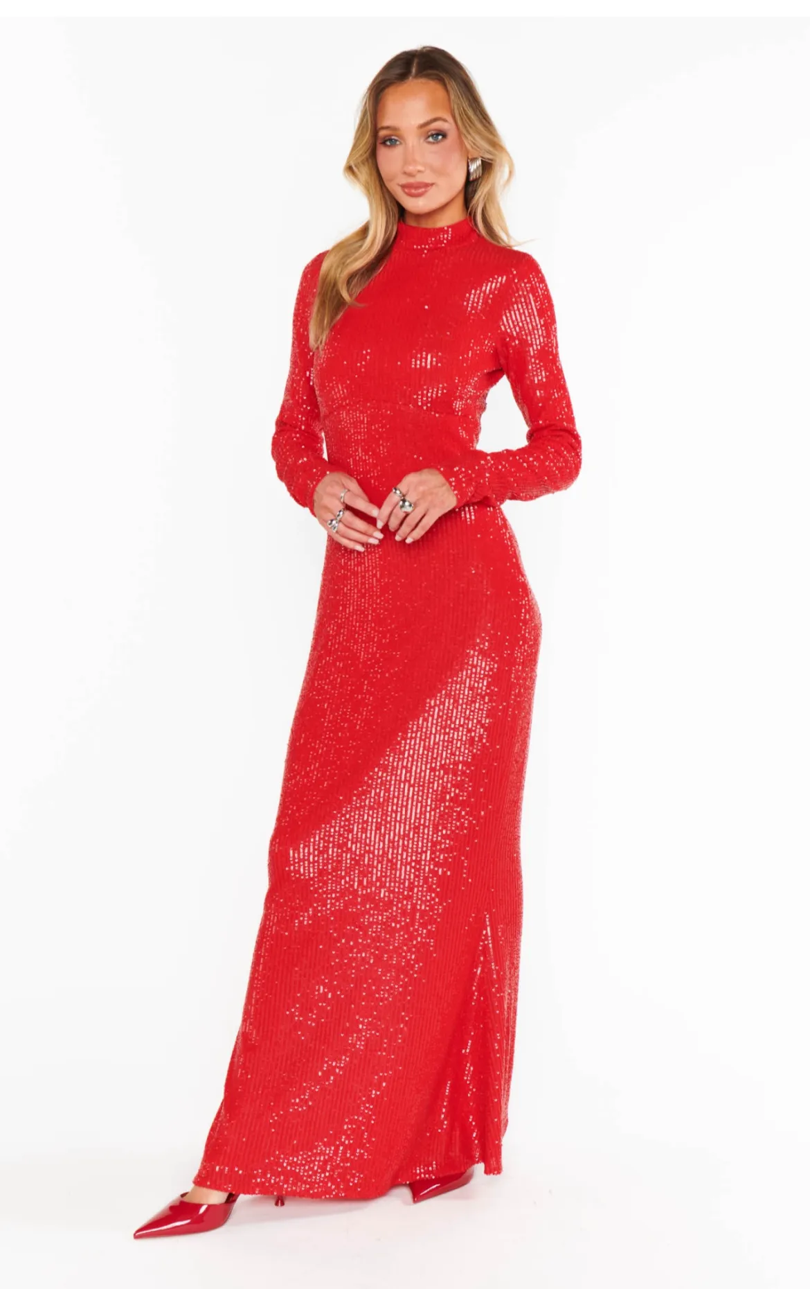 All Out Maxi Dress- Red Sequins