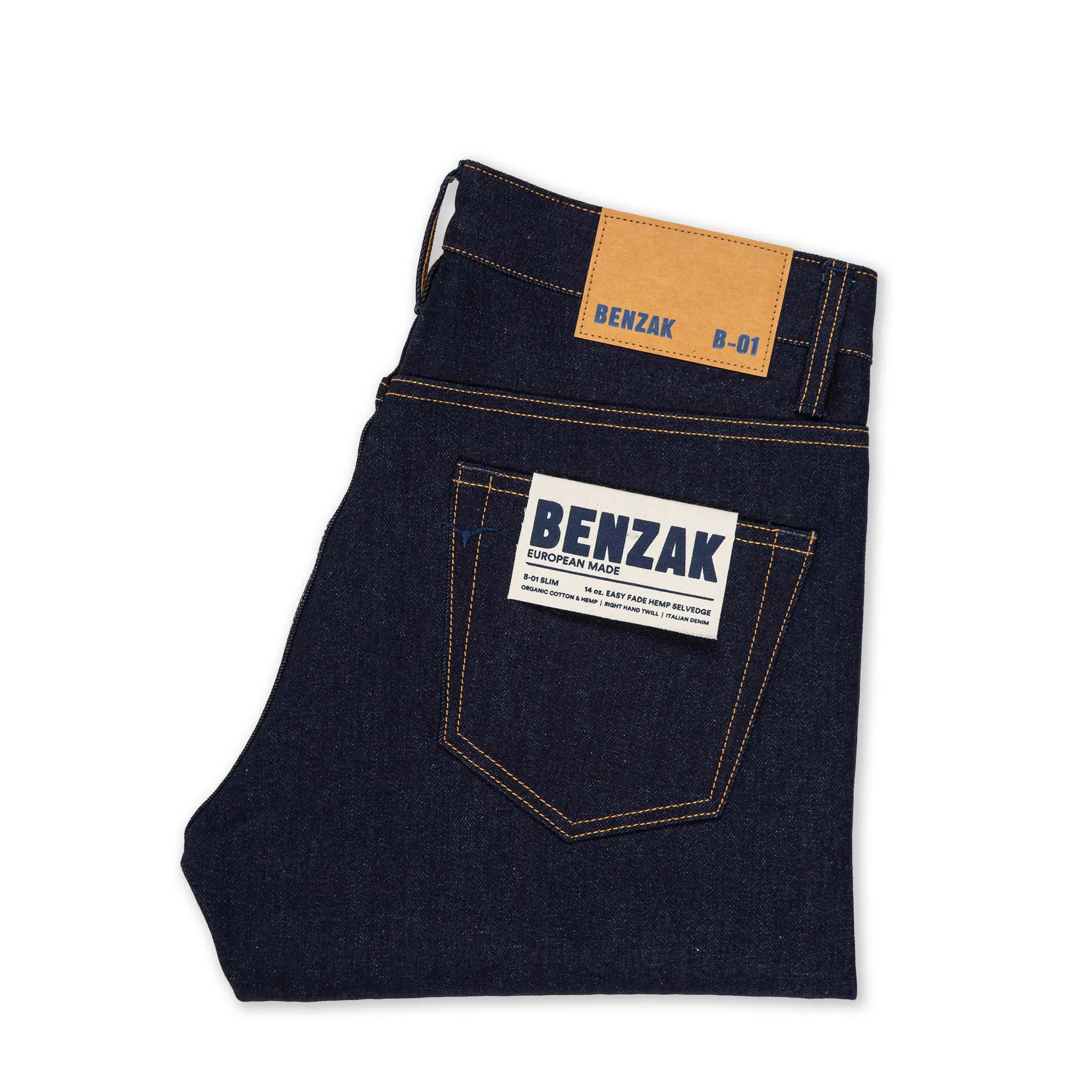 B-01 SLIM 14 oz. easy fade hemp selvedge