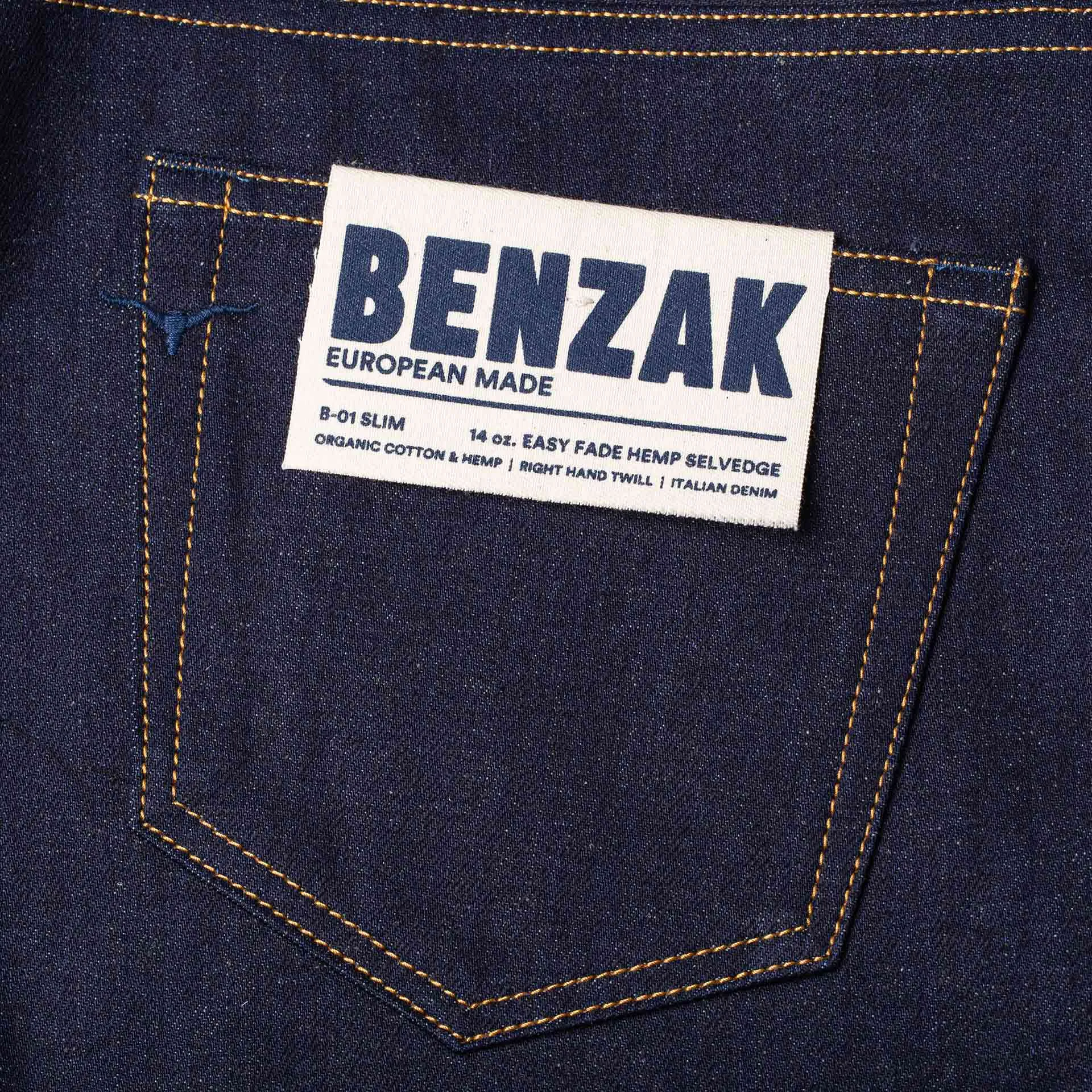 B-01 SLIM 14 oz. easy fade hemp selvedge