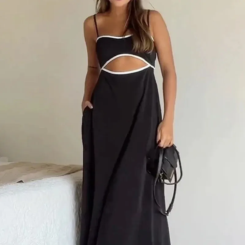 Black Party Maxi Dress with Unique Cut-Outs