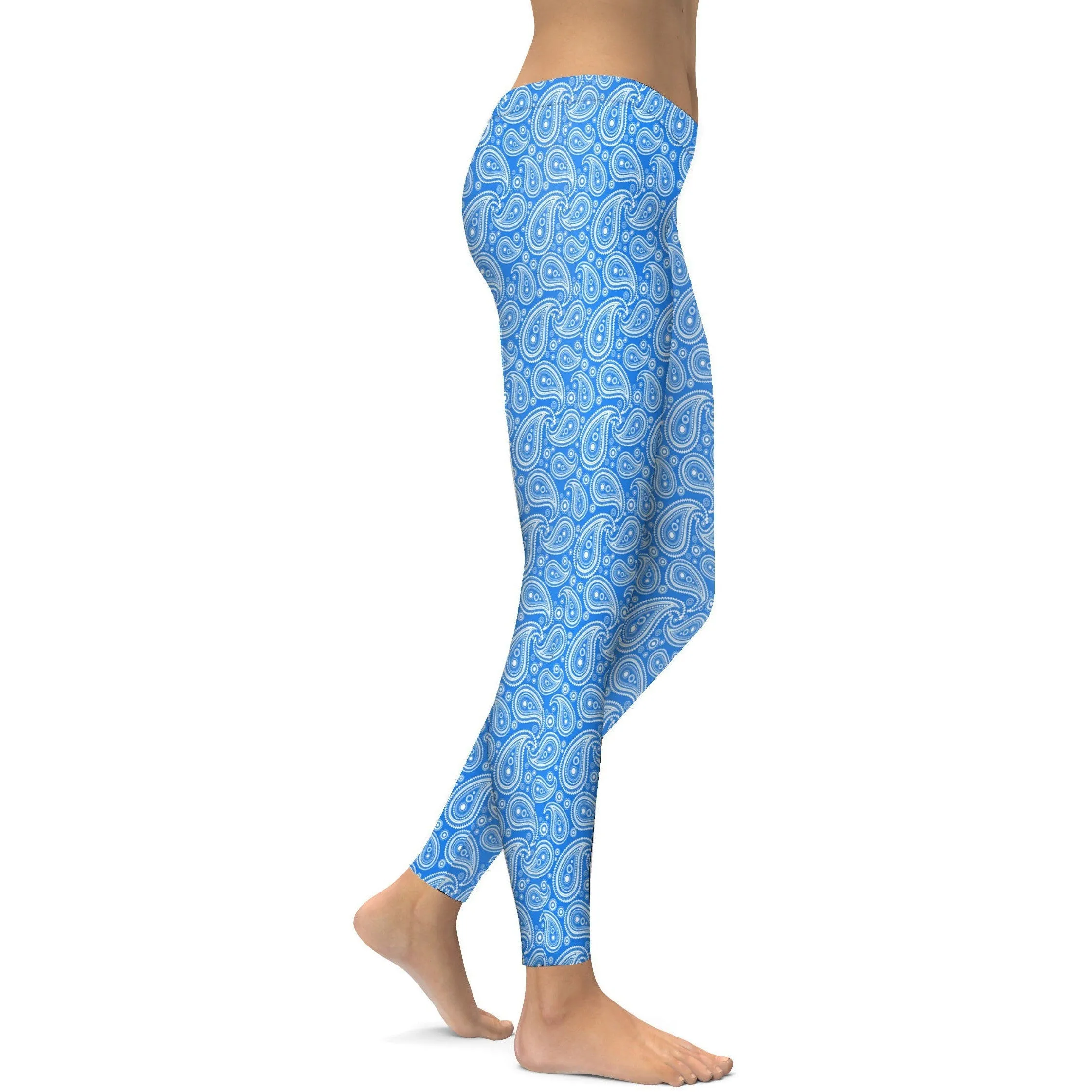 Blue & White Paisley Leggings