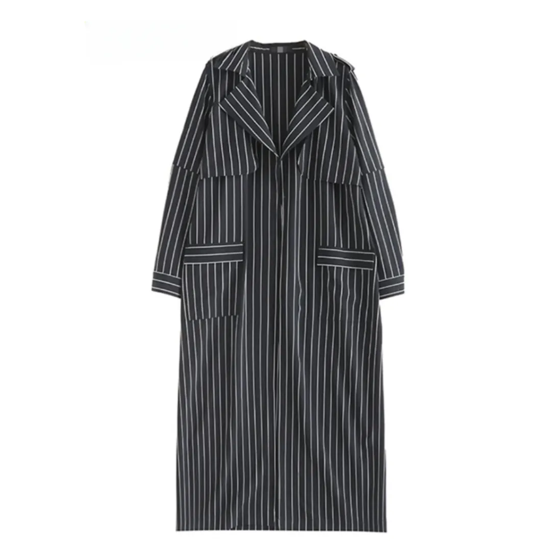 Brooke Casual Pinstripe Duster Trench Coat