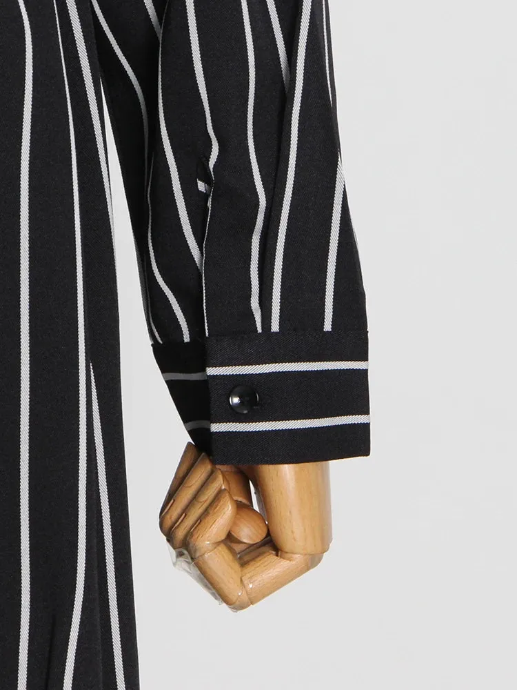 Brooke Casual Pinstripe Duster Trench Coat