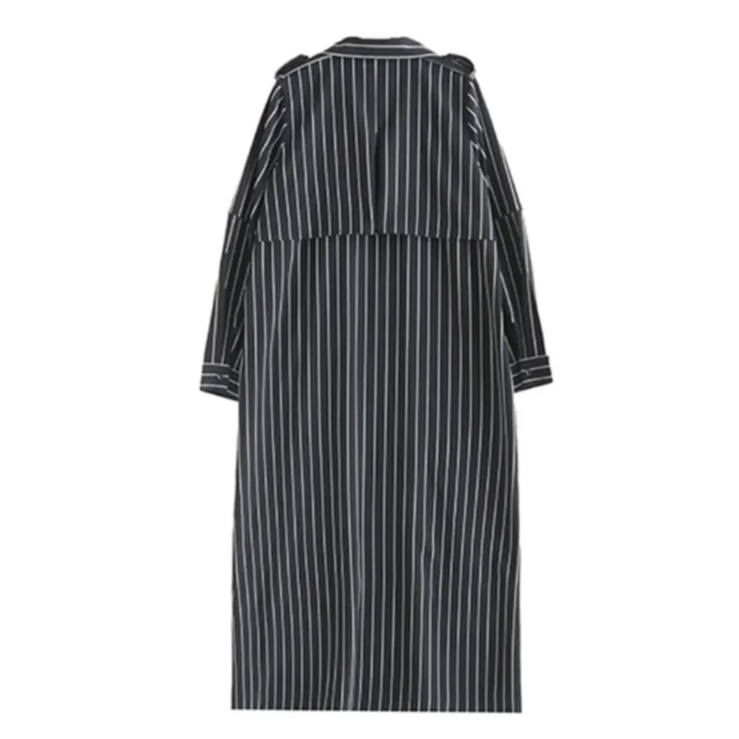 Brooke Casual Pinstripe Duster Trench Coat