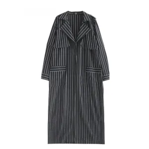 Brooke Casual Pinstripe Duster Trench Coat