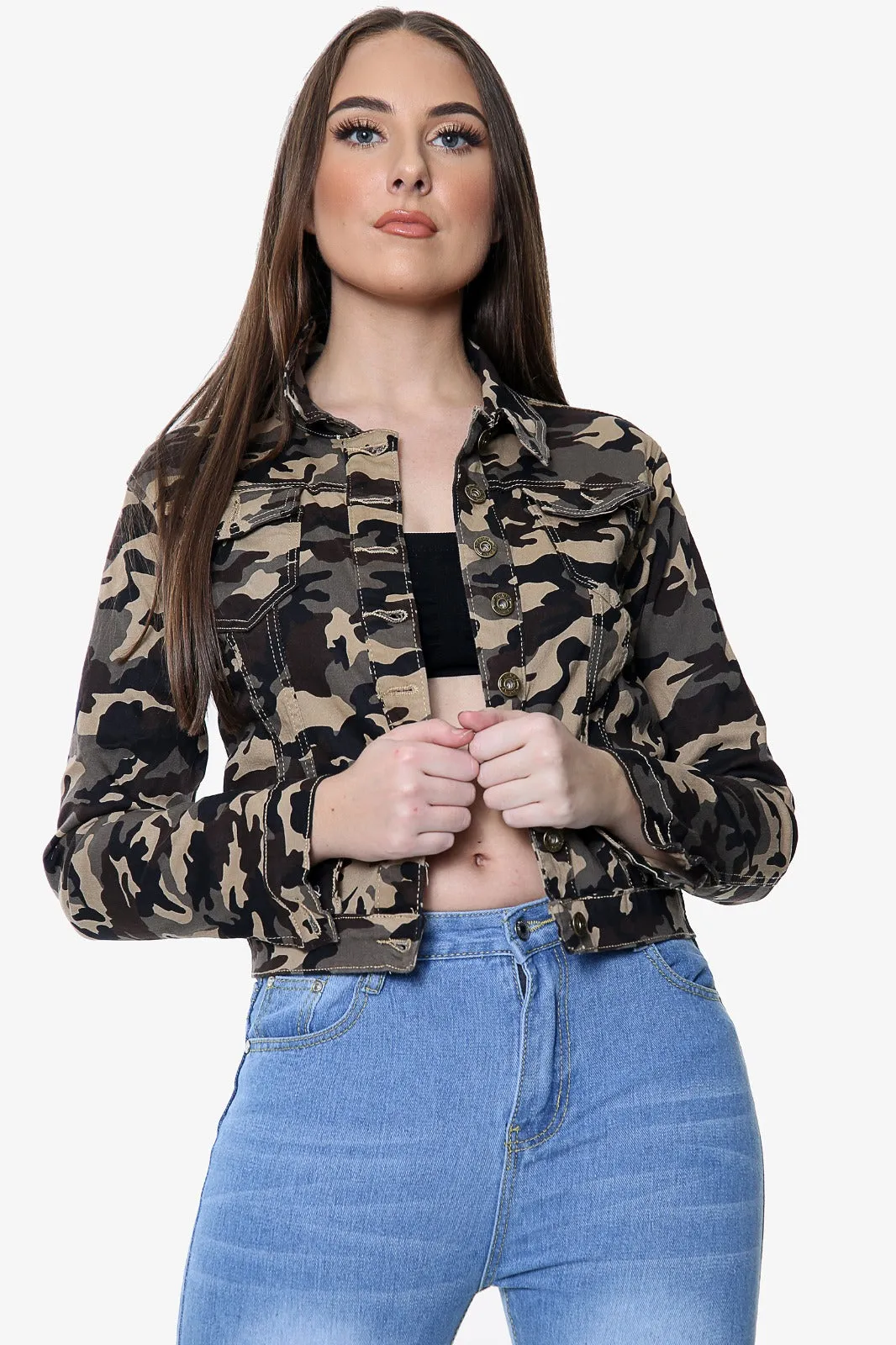 Camo Stretch Denim Jacket