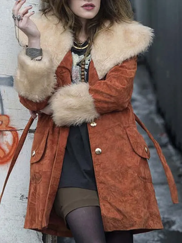 Carly Chaikin Fur Leather Coat