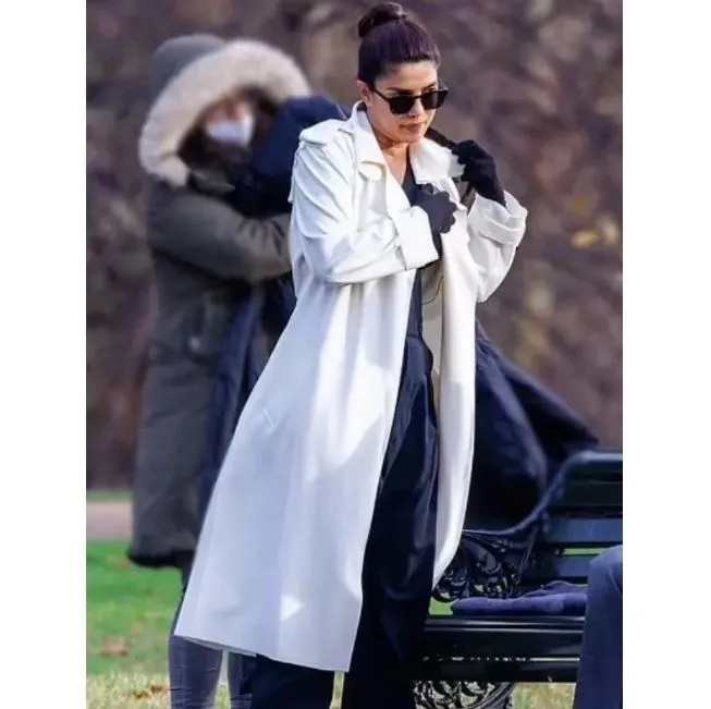 Citadel 2023 Priyanka Chopra White Cotton Trench Coat