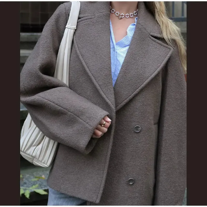 Classy warm wool long and short trench coat fall coat autumn coat