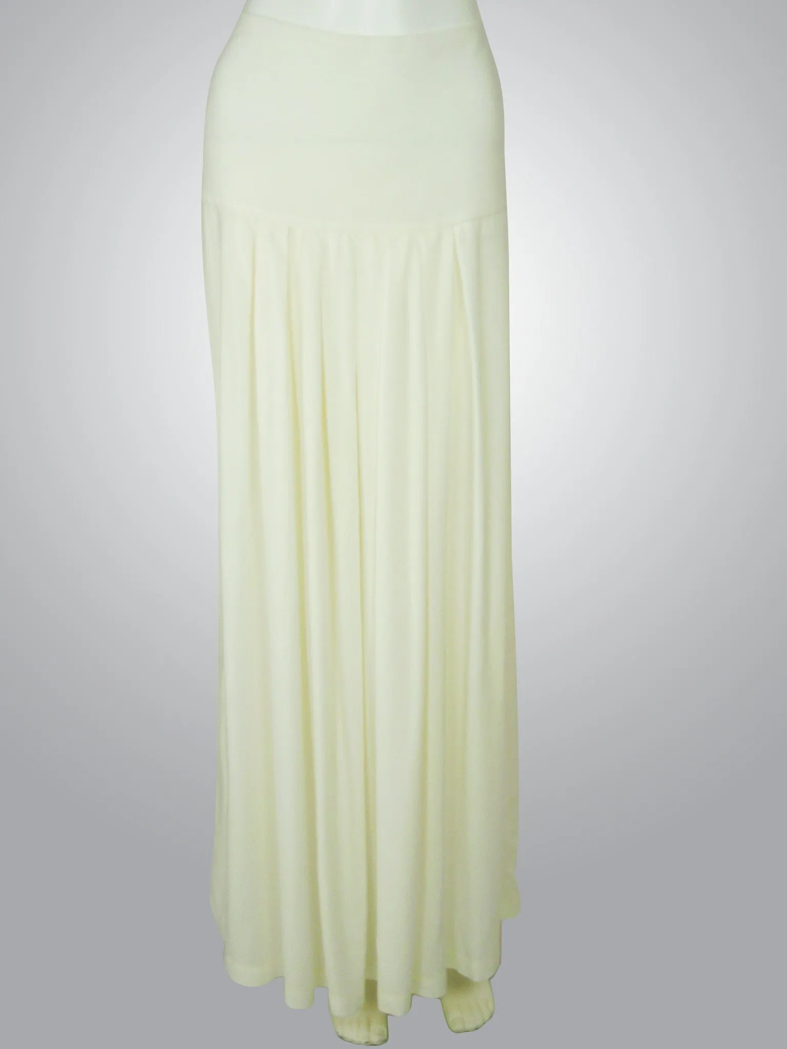 Cream Pleated Maxi Skirt