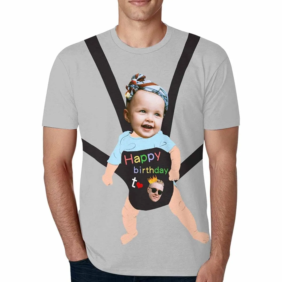 Custom Baby Face Tee Men's All Over Print T-shirt Put Your Face on Shirt for Dad's Birthday