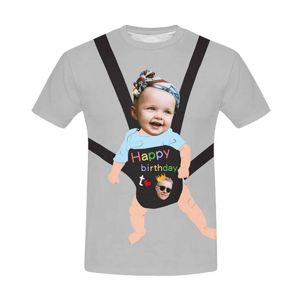 Custom Baby Face Tee Men's All Over Print T-shirt Put Your Face on Shirt for Dad's Birthday