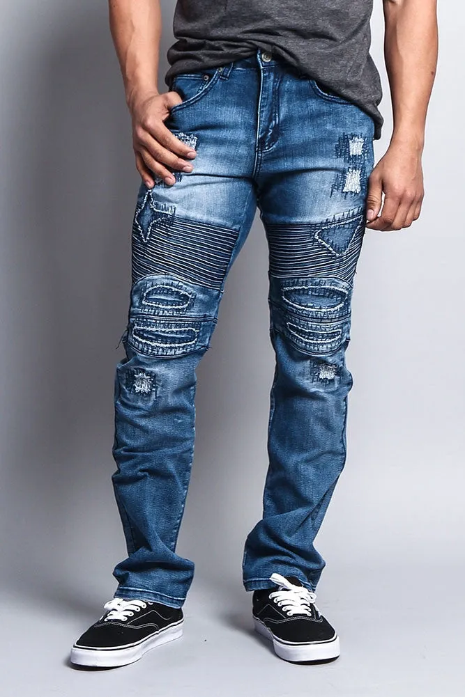 Destroyed Slim Fit Biker Jeans