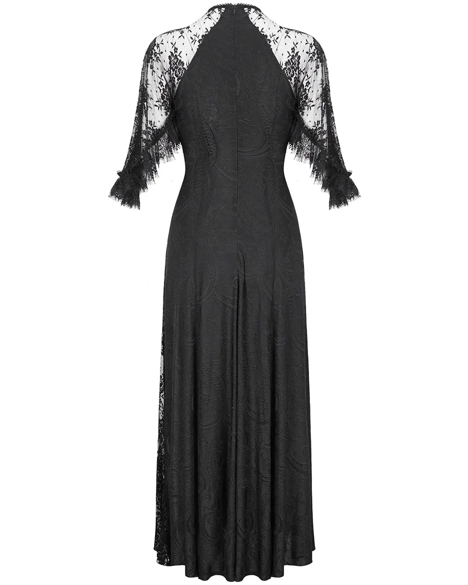 Devil Fashion Womens Elegant Gothic Flutter Sleeve Maxi Dress