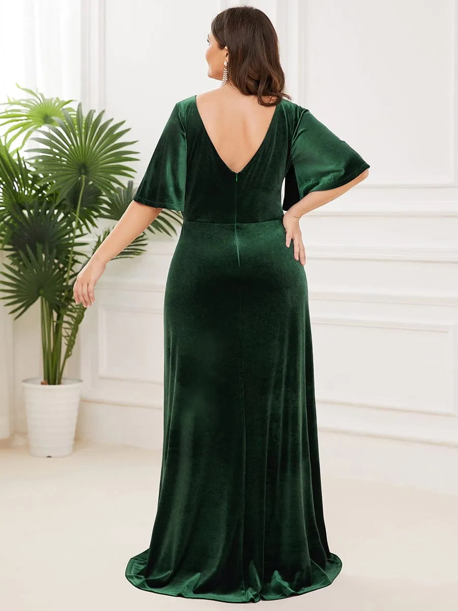 Elegant Double V Neck Velvet Party Dresses for Women