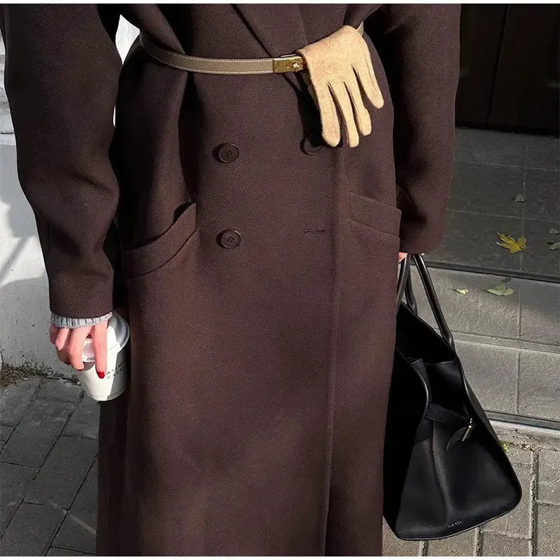 Elegant long trench coat wool coat classy fall coat