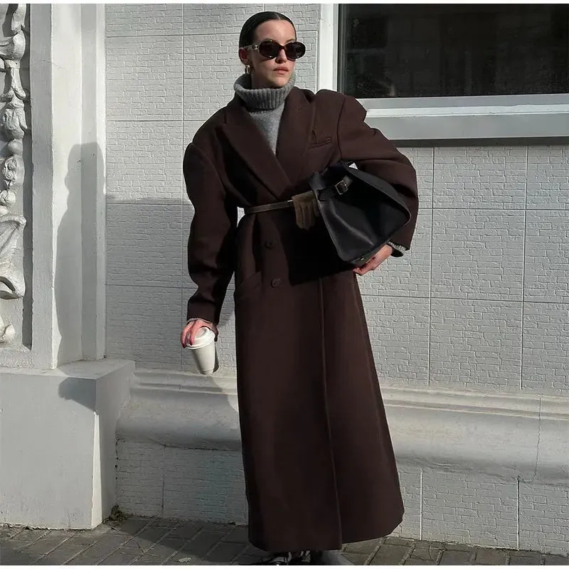 Elegant long trench coat wool coat classy fall coat