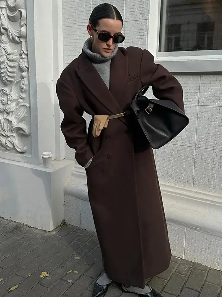 Elegant long trench coat wool coat classy fall coat