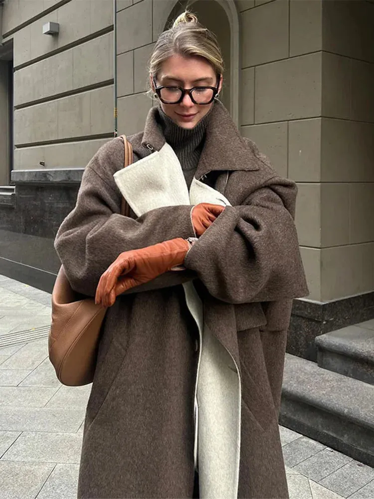 Elegant long trench coat wool coat classy fall coat