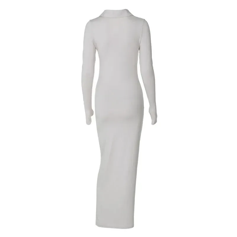 Elegant V-Neck Jersey Flow Dress