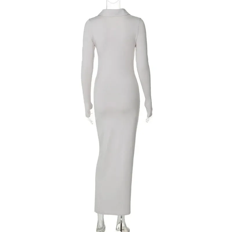 Elegant V-Neck Jersey Flow Dress