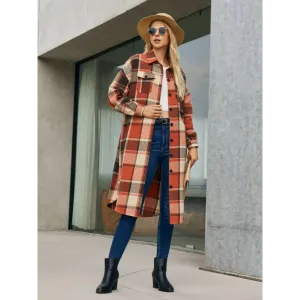 Elevate Your Wardrobe with the Plaid Pocketed Button Up Trench Coat