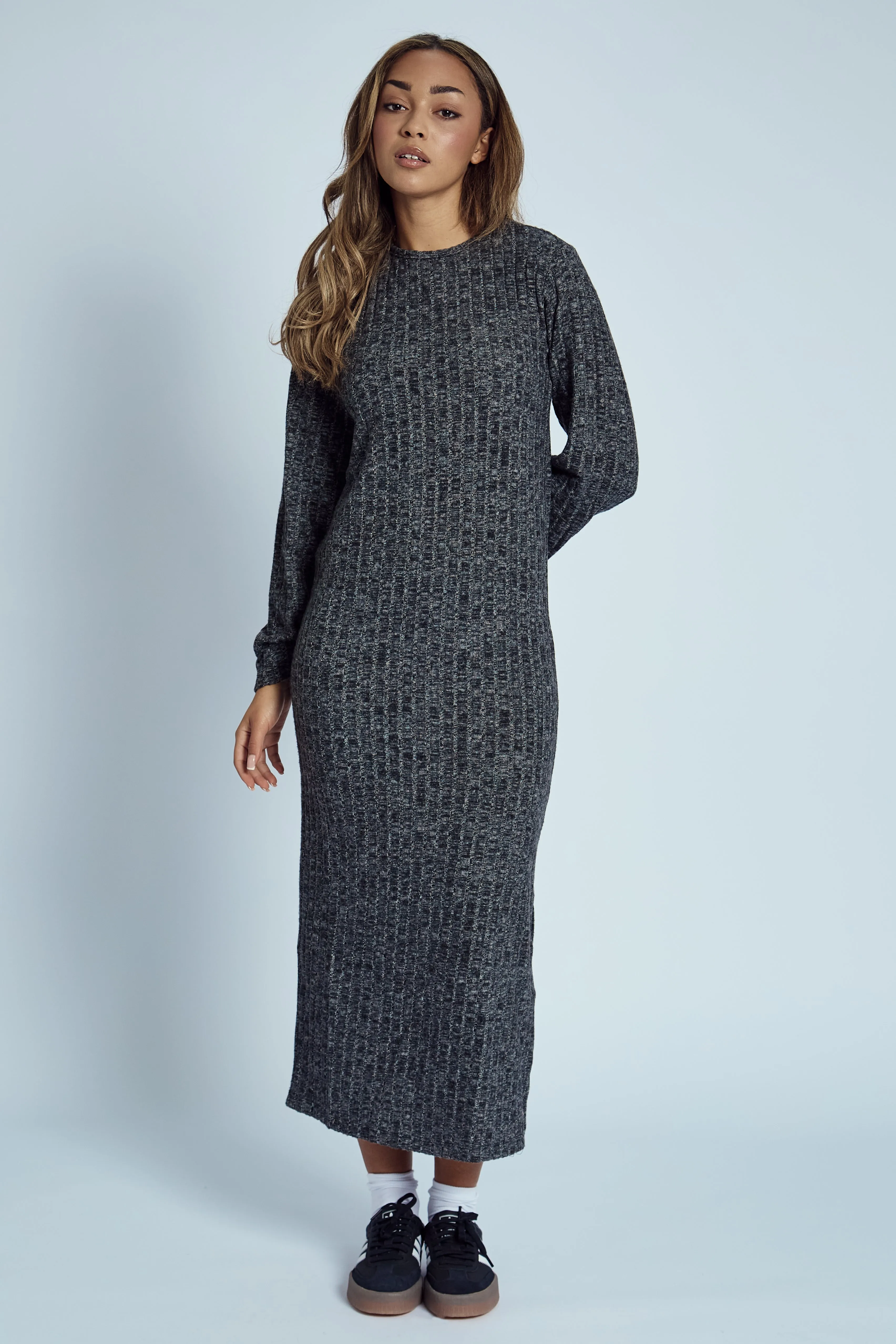 ELIZA RIBBED BACK DETAIL KNITTED MAXI DRESS