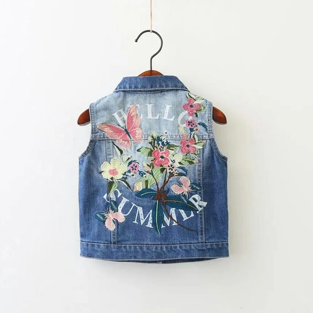 Floral Denim Jacket, 2-10 Yrs