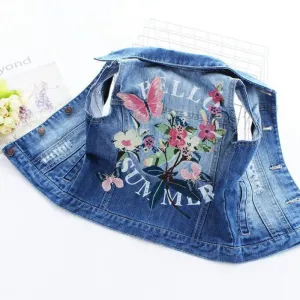 Floral Denim Jacket, 2-10 Yrs